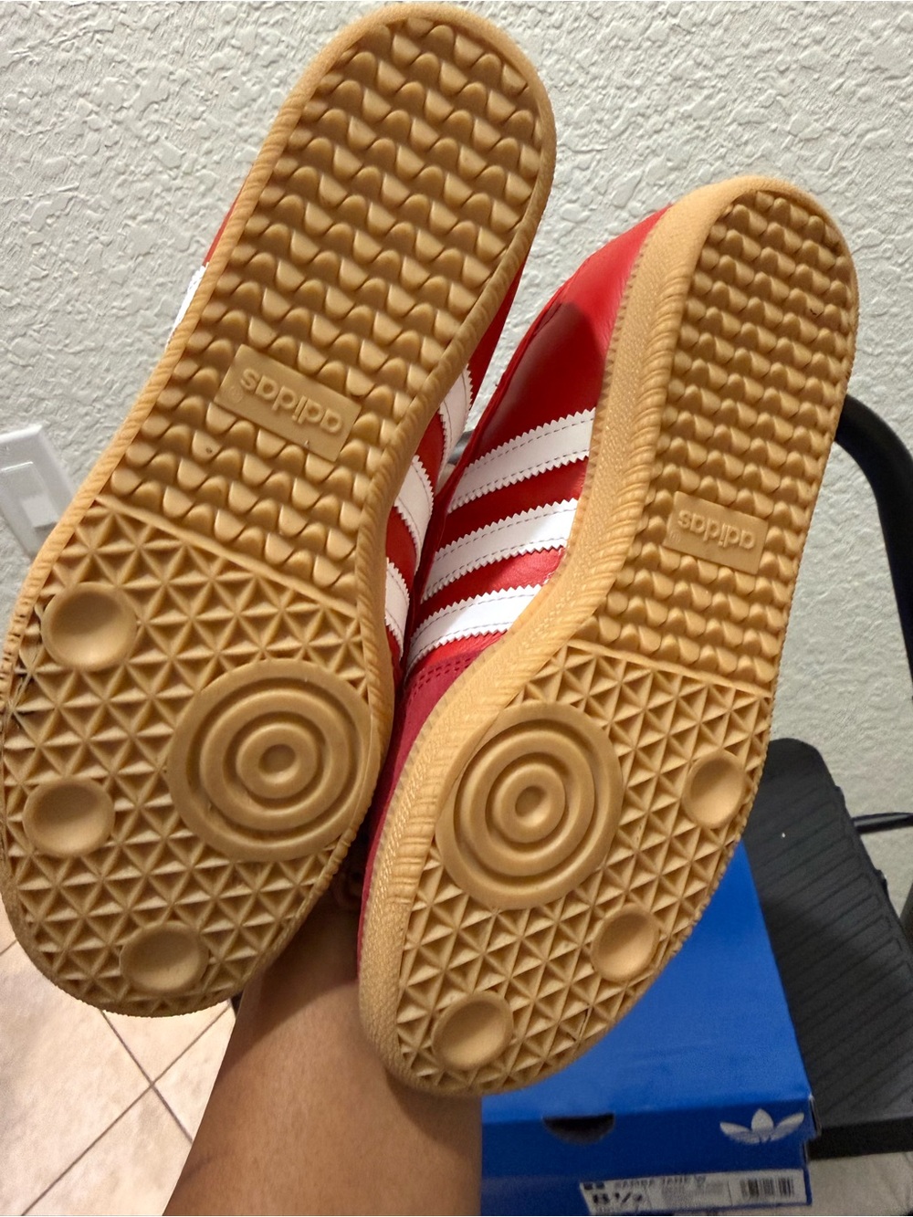 Adidas Samba Jane-Red Mary Jane Sneakers with White Stripes - Picture 4 of 8